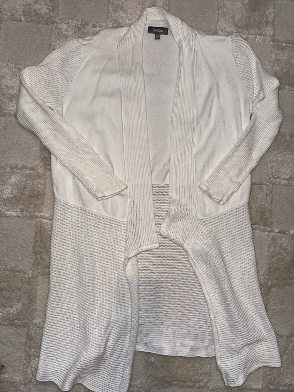 Neiman Marcus White Knit Cotton Blend Cardigan Size Small